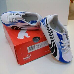 PUMA Excitemo R HG Jr Soccer Cleats Football boot WHITE BLUE Youth 102461_03